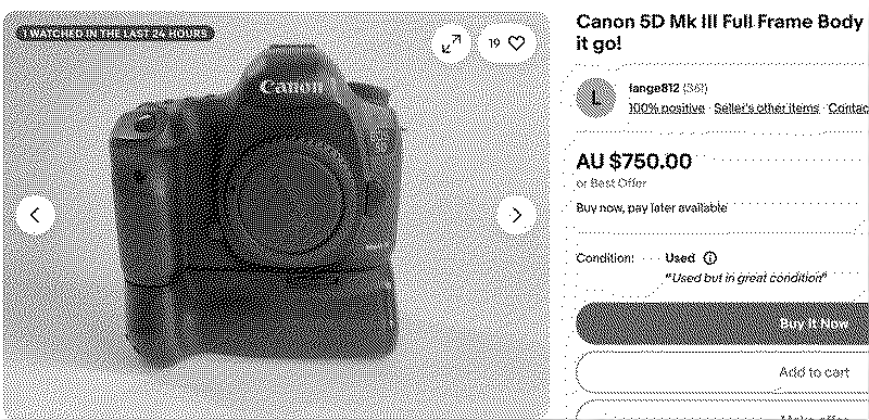 Canon 5D Mk III for sale on Ebay