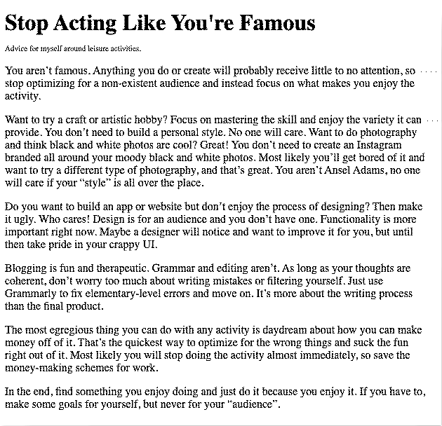 Stop Acting Famous